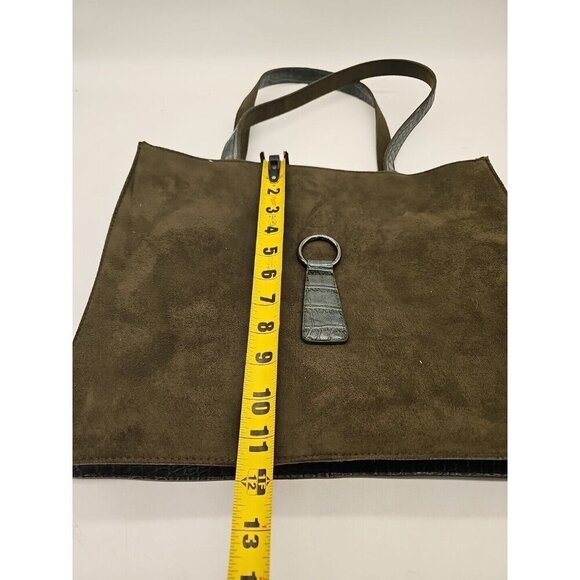 Murval Paris handbag Green Suede Large Outside Zip - Picture 2 of 8